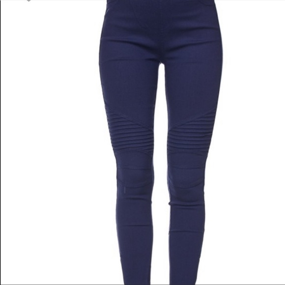 Navy stretch Motto jeggings with zipper trim - Picture 6 of 6